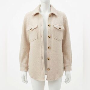 Wilfred Cream Ganna Button-Front Utility Shacket Jacket Shirt Wool Small